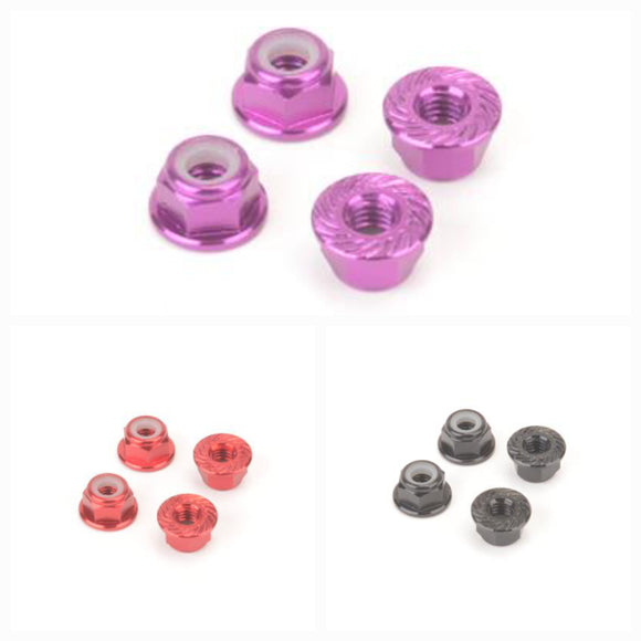 M4 Alloy Serrated Nyloc Nuts - various colours- 4pcs