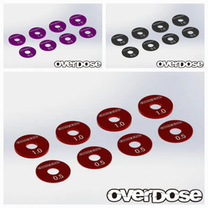 Overdose
Aluminium Wheel Spacer Set Black 0.5Tx4pcs, 1.0Tx4pcs - Red Purple Black [Overdose] OD2743b OD2744b OD2745b