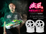 Super High Traction - HAYATE N-Type Drift Offset+8 or 6mm Wheels - White - HAYATE