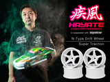 High Traction - HAYATE N-Type Drift Offset+8 or 6mm Wheels - White - HAYATE