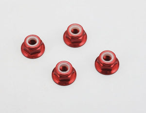 ZCR-N4AFA - Yokomo 4mm Alum. Flange Nylon Lock Nuts(Red)